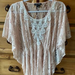 Baby pink sheer lace blouse